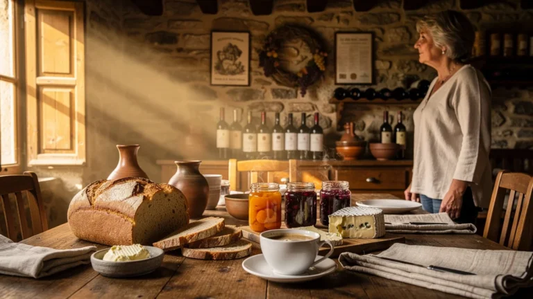 Petit-déjeuner gourmand dans maison vigneronne près de Solutré, ambiance authentique et chaleureuse