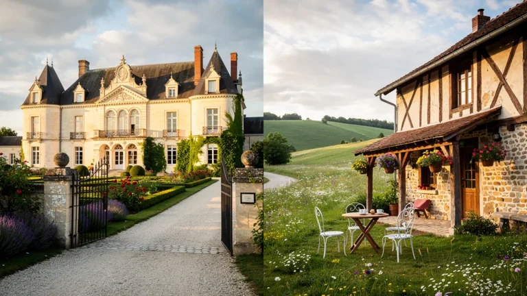 Comparaison photoréaliste château-hôtel à Cluny et gîte de charme à Brancion en pleine nature