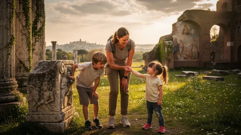Week-end patrimoine roman avec deux enfants, visite compliquée entre ruines antiques et curiosité enfantine